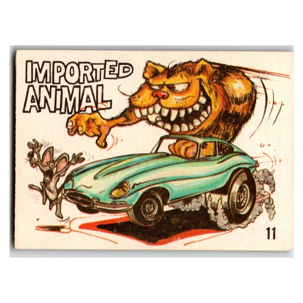 Vintage Hot Rod Rat Fink Style Sticker #11 Imported Animal Car Monster Cat